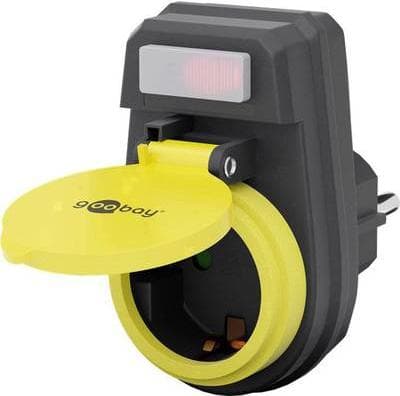 Wentronic goobay sikkerhedsstik - Adapter til strømstik - Type F (S) til Type F (R) stænktæt - AC 250 V - 16 A - Udendørs - Sort (41266)