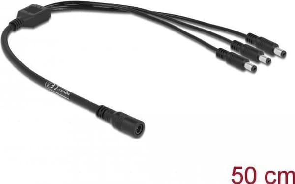 Delock - Power splitter - DC-stik 5,5 x 2,1 mm (W) til DC-stik 5,5 x 2,1 mm (M) - 24 V - 5 A - 50 cm - sort (83021)