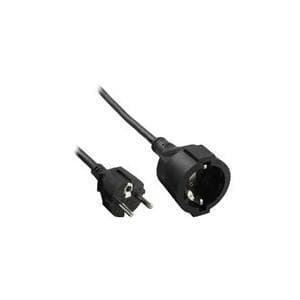INLINE - Forlængerkabel til strømforsyning - CEE 7/7 (W) til CEE 7/7 (M) - AC 230V - 2m - Sort