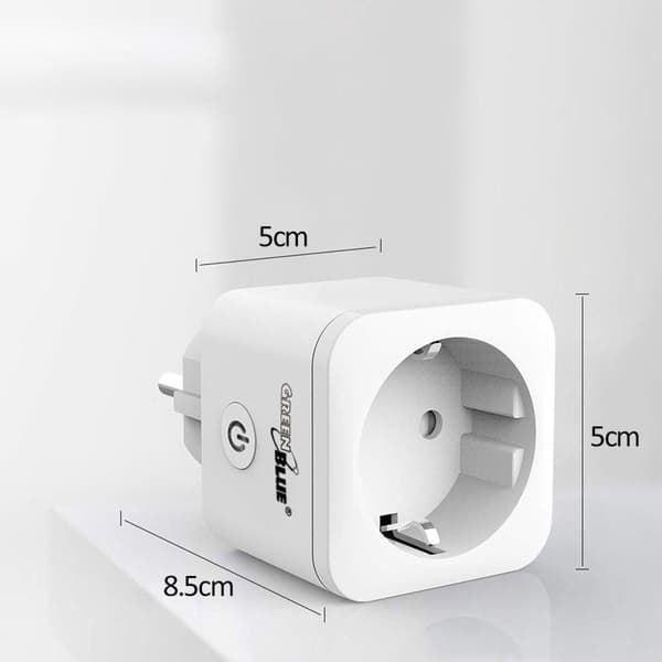 GreenBlue WiFi fjärrstyrt uttag, Android/iOS/Alexa/Google Home, energiförbrukning, timer, max 3680W, typ F, GB720 F