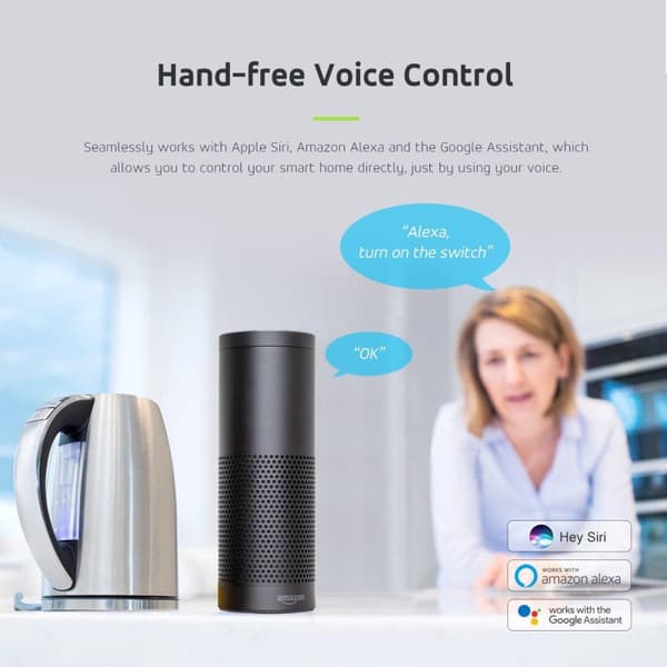 GreenBlue WiFi fjärrstyrt uttag, Android/iOS/Alexa/Google Home, energiförbrukning, timer, max 3680W, typ F, GB720 F