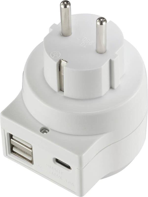 Sygonix SY-5175766 Adapterstik Med USB 2-benet Hvid