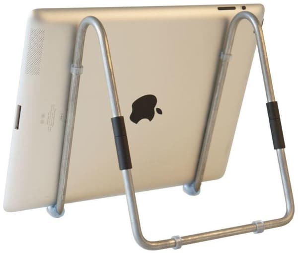 R-Go Tools Easy Tablet Stand, Tabletholder til skrivebord, Metal, Til tablet ≥12", Sølv
