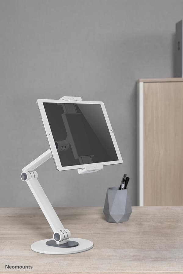 Neomounts Tabletholder skrivebord - 7 til 12,9 tommer - Fleksibel arm - Justerbar - Universal - Hvid