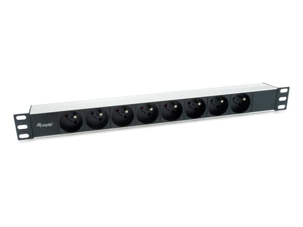 Udstyr stikramme 19"(1U)8-vejs CEE7/7 1,8m kabel(Fr)si Sort, Sølv