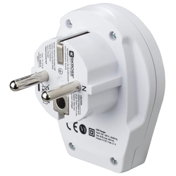 Hama World to Europe USB-matkasovitin, 2- ja 3-pinnisille laitteille, 1x USB (00223475)