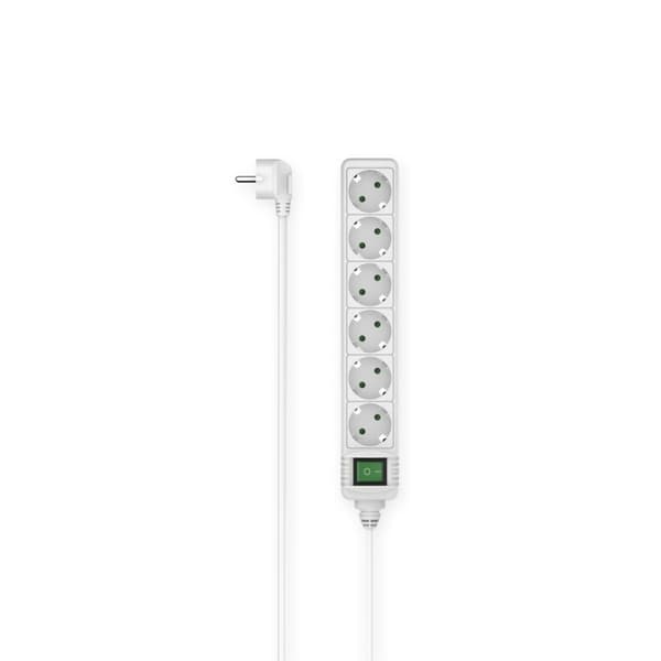 Hama fatningsliste, 6-vejs, kontakt, 1,4 m, hvid (00223007)
