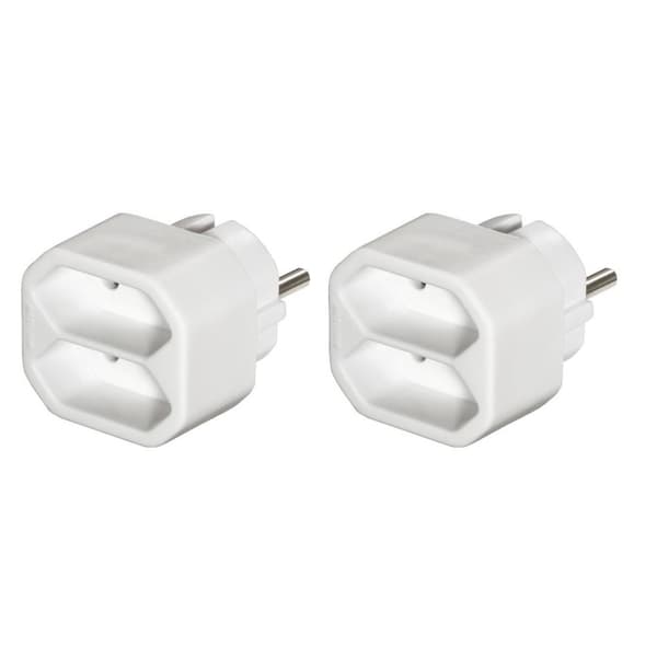 Hama 2-vejs fatningsadapter, 2x Euro fatning, dobbeltpakke, hvid (00223211)