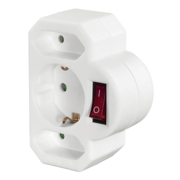 Hama 3-vejs stikdåseadapter, 1x beskyttelseskontakt, 2x Euro, kontakt, hvid (00223217)