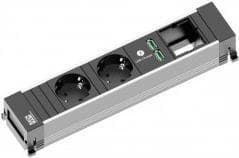 Bachmann POWER FRAME - størrelse M - strømskinne - AC 250 V - indgang, indgang GST18i3 - udgangsstik: 2 (2 x USB, 2 x CEE 7/3) - 20 cm ledning - sort,