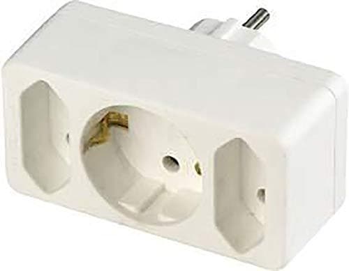 REV-adapteripistoke 2-kertainen + 1 suojakosketin valkoinen (0512735777 WS)