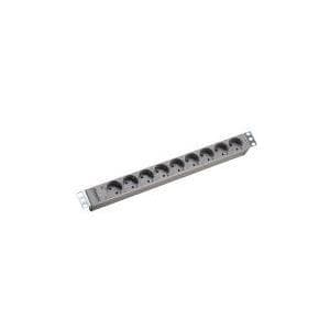 Bachmann 48,30 cm (19") fatningsliste ALU 1U, 9-vejs, lysegrå RAL7035, beskyttelseskontakt, 2 m, RAL 7035, uden kontakt (333.401)