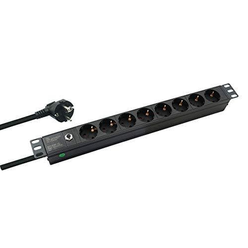 Helos 48.30cm (19") socket strip PROFESSIONAL, 8-way, black, 2.0m, without switch 48.30cm (19") PDU strip for professional applications, 2.0m cable, 1