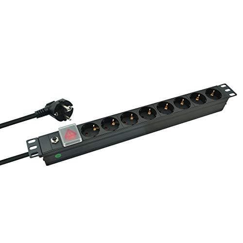 Helos PROFESSIONAL - Strømfordelingsenhed (Rack - kan monteres) - AC 250V - 4000 Watt - Indgang, indgang CEE 7/7 - Udgangsstik: 8 - 1U - 48,3 cm (19")