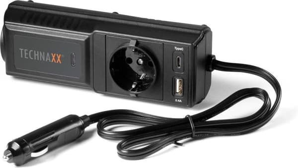 Technaxx TE21 Car 12V spændingsomformer med 2 USB porte og 1 x 230V stik max. 200W Sort