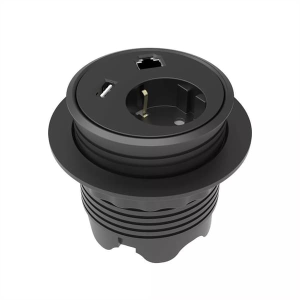 Powerdot Satelit PD12 - Satelit med et CEE 7/4 stik, 1xRJ45, 1xUSB Typ