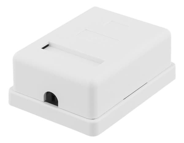 DELTACO skjermet vegguttak, utenpåliggende FTP 1xRJ45, Cat6, hvit