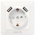 Miniatyrbild 1 av 8: LogiLink Vägguttag 230V med 2xUSB 2,1A