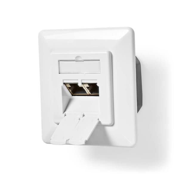 Nedis Nettverksveggboks | I veggen | 2-Port port(s) | CAT6a | Rett | Hunn | Gull belagt | PVC | Hvit | Boks
