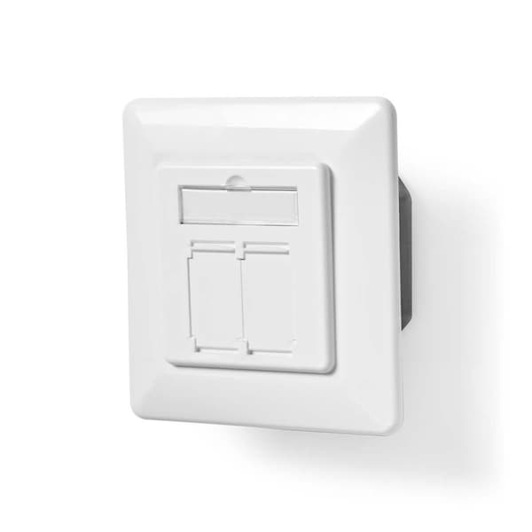 Nedis Nettverksveggboks | I veggen | 2-Port port(s) | CAT6a | Rett | Hunn | Gull belagt | PVC | Hvit | Boks
