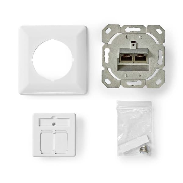 Nedis Nettverksveggboks | I veggen | 2-Port port(s) | CAT6a | Rett | Hunn | Gull belagt | PVC | Hvit | Boks