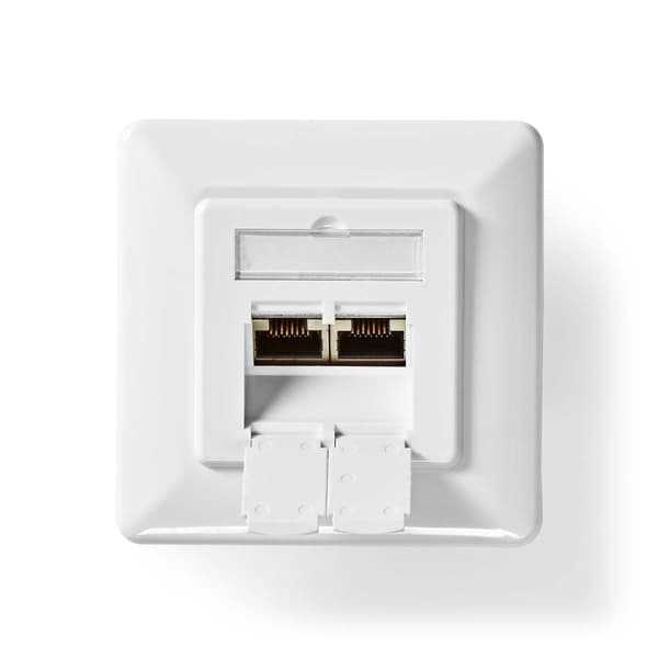 Nedis Nettverksveggboks | I veggen | 2-Port port(s) | CAT6a | Rett | Hunn | Gull belagt | PVC | Hvit | Boks Hvit
