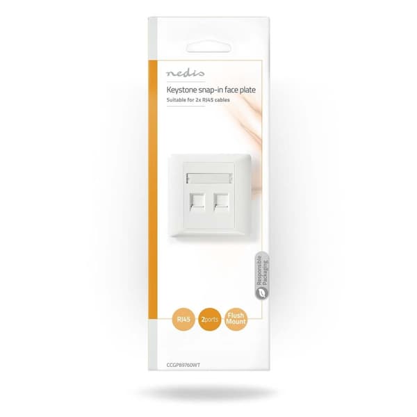 Nedis Network Keystone Face Plate | Ansiktsplate RJ45 | 2-Port port(s) | ABS | Hvit | Konvolutt