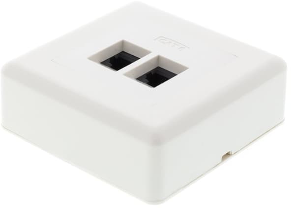 DELTACO Vägguttag utanpåliggande, UTP 2xRJ45, Cat6