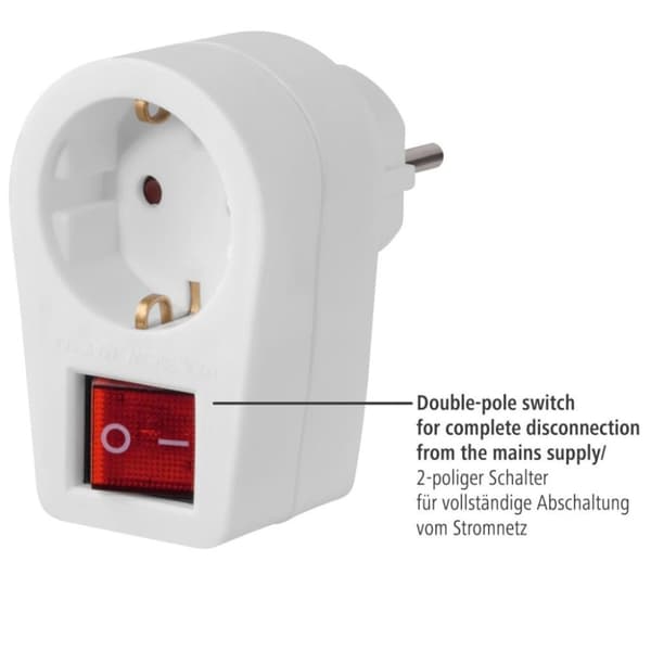 Hama Stikkontakt Adapter Jordet Stikkontakt 2-polet Afbryder Hvid