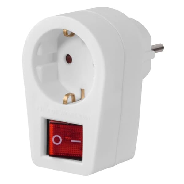 Hama Stikkontakt Adapter Jordet Stikkontakt 2-polet Afbryder Hvid