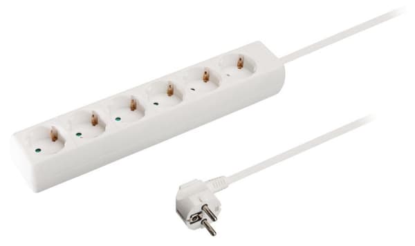 Valueline VLES630F001WH Stikkontakt 6-vejs 3,00 M Hvid
