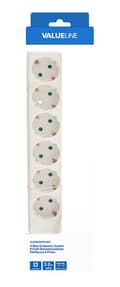 Miniatyrbillede 6 af 6: Valueline VLES630F001WH Stikkontakt 6-vejs 3,00 M Hvid