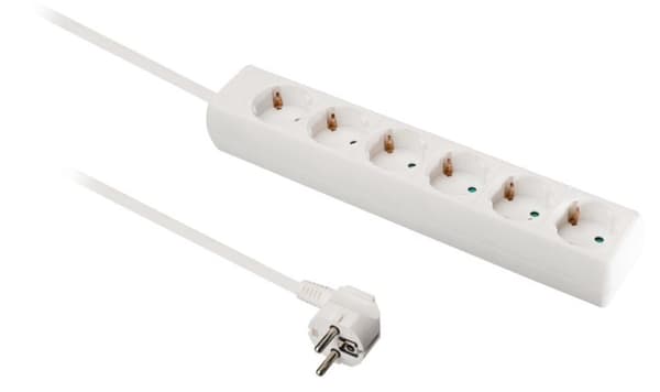 Valueline VLES630F001WH Stikkontakt 6-vejs 3,00 M Hvid