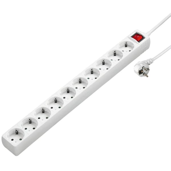 Hama Stickkontakt 10-vägs 2-polig. Strömbrytare vita 3 M