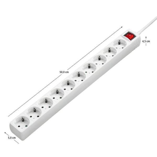 Hama Stickkontakt 10-vägs 2-polig. Strömbrytare vita 3 M