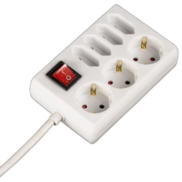 Hama Stikkontakt 7-vejs Med Switch 1,4m Hvid