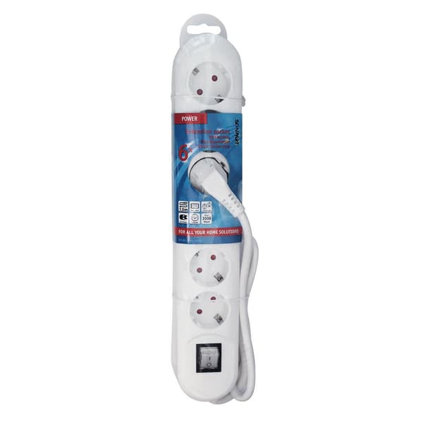 Scanpart Bordstik 6-v Schuko switch Ak og 3,0m (3x1,5mm)