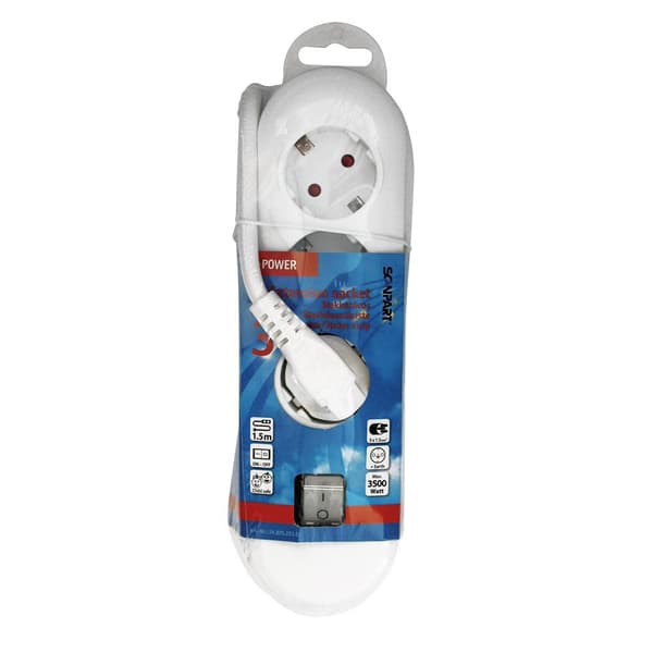 Scanpart Bordstik 3-v Schuko switch Ak og 1,5m (3x1,5mm)