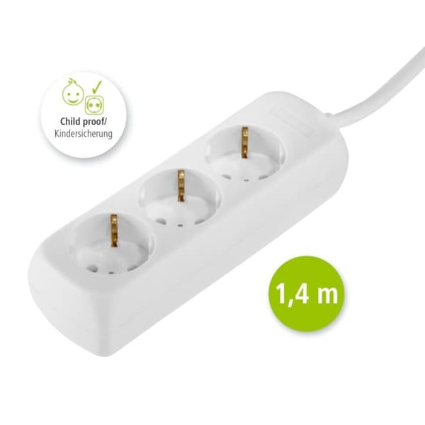 Hama Fordelingspanel 3 Stikkontakter Børnesikret 1,4 M Hvid