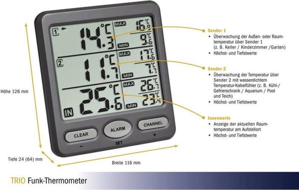 TFA 30.3062.10 Trio trådlös termometer (30.3062.10)