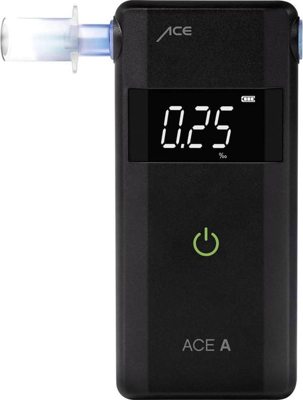 ACE A alkoholtester sort 4,00 til 0,00 ‰ alarm, inkl. display, nedtællingsfunktion (107059)