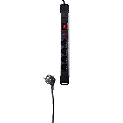 Helos PROFESSIONAL - Strømskinne - AC 230 V - 3680 Watt - Udgangsstik: 4 (4 x spænding) - 1,5 m ledning - Sort, Sølv