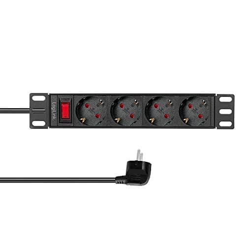 LogiLink 25,40 cm (10") stikdåse, 4-vejs, med afbryder, sort - til markedet: D / NL / A / L - 1 stk (PDU4B01)