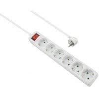 Helos stikdåse CLASSIC, 6-vejs, hvid, 3,0 m, med afbryder, robust, klassisk design, 3,0 m forsyningsledning, ledertværsnit: 1,5 mm², kabeltype: H05VV-