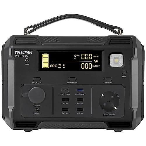 VOLTCRAFT WS-PS501 Powerstation 22400 mAh hurtigopladning nikkel-mangan-koboltsort (mat) udendørs, LED-lommelygte, statusdisplay, samtidig opladning o