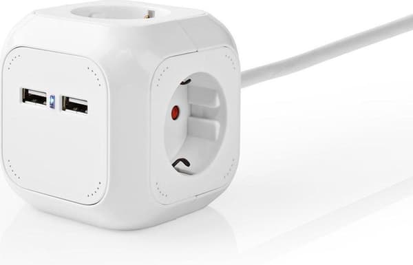Nedis forlængerstik - 4-vejs - 1,50 m - 3680 W - 16 A (EXSOC415UFWT)