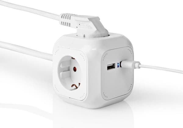 Nedis forlængerstik - 4-vejs - 1,50 m - 3680 W - 16 A (EXSOC415UFWT)
