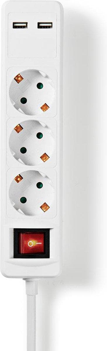 Forlængerstik- beskyttelseskontakt type F CEE 7/7- 3-vejs- 1,50 m- 3680 W- (EXSO315UFSWT)