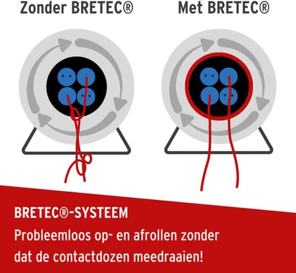 Brennerstuhl Garant Bretec IP44 Kabeltromle til erhvervs- og byggepladser, 40 m (lavet af specialplast, til brug på byggepladser og kontinuerlig udend