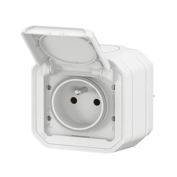LEGRAND Uttag med vattentät jord med Plexo slutare - 16A 250V - Vit